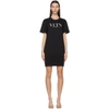 VALENTINO BLACK 'VLTN' RIBBED T-SHIRT DRESS