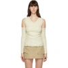 ANDERSSON BELL OFF-WHITE CUT-OFF DRAPE LONG SLEEVE T-SHIRT