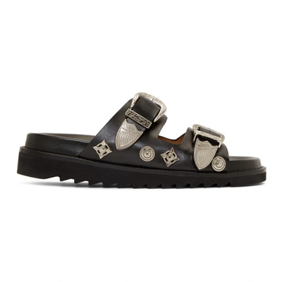 Toga Black Double Buckle Charms Sandals