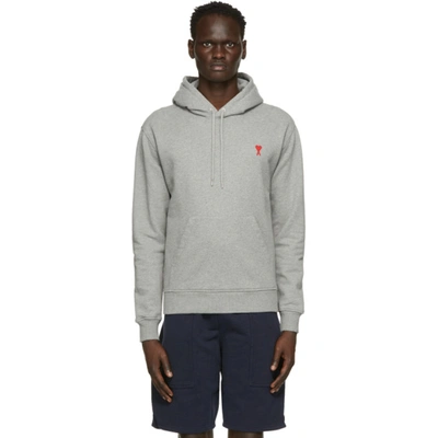 Ami Alexandre Mattiussi Ami Ami De Coeur Logo Embroidered Hoodie In Grey