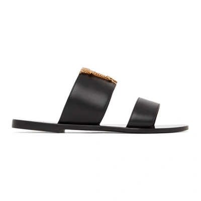 Versace Black Virtus Flat Sandals