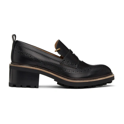 Chloé Franne Tread-sole Leather Penny Loafers In Black