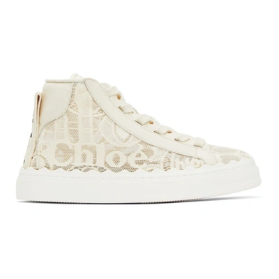 Chloé Lace Lauren Low-top Sneakers With Pull Tab In White