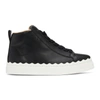 Chloé Lauren Scalloped High-top Sneakers In Black