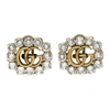 GUCCI GOLD CRYSTAL GG MARMONT STUD EARRINGS