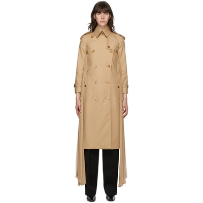 Burberry Check Panel Gabardine Loop-back Trench Coat In Neutrals