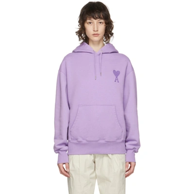 Ami Alexandre Mattiussi Purple Ami De Cœur Big Patch Hoodie In Violet