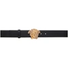 Versace Palazzo Dia Belt With Crystal-encrusted Medusa Buckle In Black