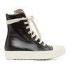 RICK OWENS DRKSHDW BLACK LACQUERED HIGH SNEAKERS
