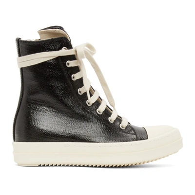 Rick Owens Drkshdw Black Lacquered High Sneakers In 911 Blkmilk