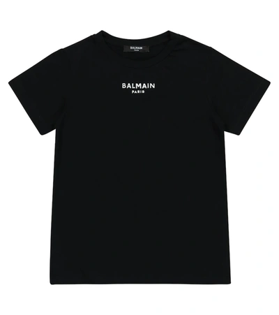 Balmain Teen Logo Print T-shirt In Black