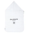 BALMAIN BABY LOGO COTTON BUNTING BAG,P00535112