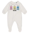 MOSCHINO BABY LOGO STRETCH-COTTON ONESIE,P00540410