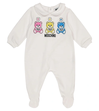 Moschino Baby Logo Stretch-cotton Onesie In White