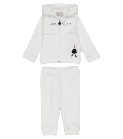 Moncler Baby Cotton Jersey Tracksuit In White