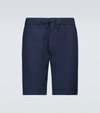 Frescobol Carioca Felipe Slim-fit Linen And Cotton-blend Drawstring Shorts In Blue