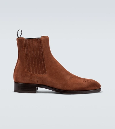 Christian Louboutin Angloman Leather Chelsea Boots In Brown