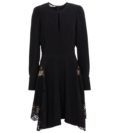 Stella Mccartney Celeste Lace-trimmed Cady Minidress In Black