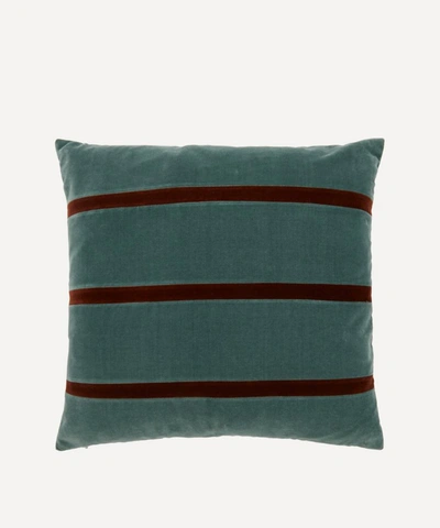 Christina Lundsteen Gemma Striped Cotton Velvet Cushion In Multicoloured
