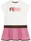 FENDI COLOUR-BLOCK EMBROIDERED LOGO DRESS