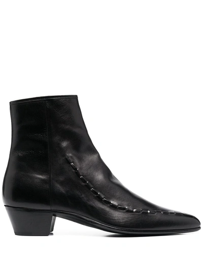Saint Laurent Leather Casey 40 Ankle Boots In Black