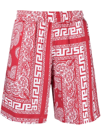 Aries Bandana Print Board Shorts In Red