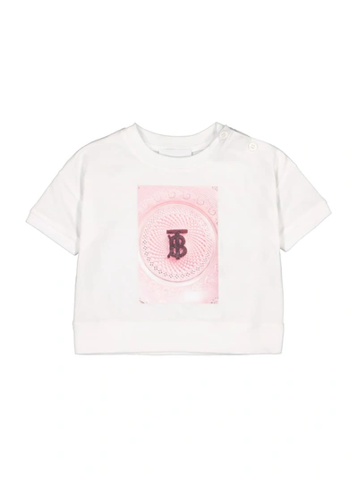 Burberry Kids' Short Sleeve Crewneck T-shirt With Sweets Print And Back Lettering On The Neck In White