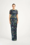 MARCHESA NOTTE EMBROIDERED GUIPURE COLUMN GOWN,MN21PFG2544-12