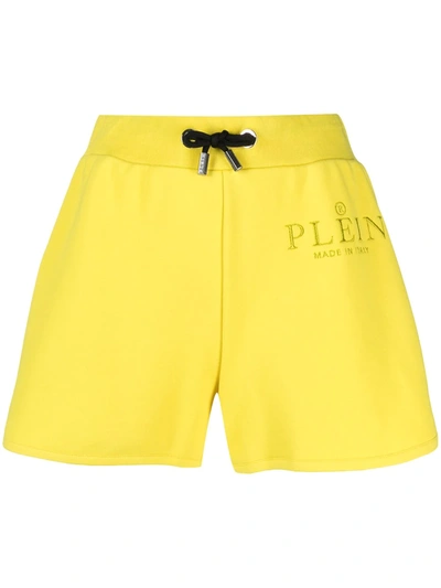 Philipp Plein Pin-detail Jogging Shorts In Yellow