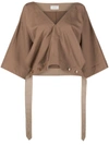 LEMAIRE TIE WAIST CROPPED BLOUSE