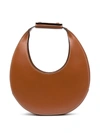Staud Leather Handbag With Curved Shape And Handle In Brown