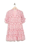 Melloday Floral Print Tiered Babydoll Dress In Pink Floral
