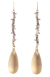ALEXIS BITTAR RETRO GOLD COLLECTION CRYSTAL BAGUETTE LINEAR DROP EARRINGS,889519078171