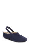 Amalfi By Rangoni Valter Slingback Wedge Clog In New Navy Cashmere Suede