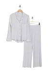 Shimera Tranquility Long Sleeve Shirt & Pants 2-piece Pajama Set In Grey Pearl Heather Even Stripe