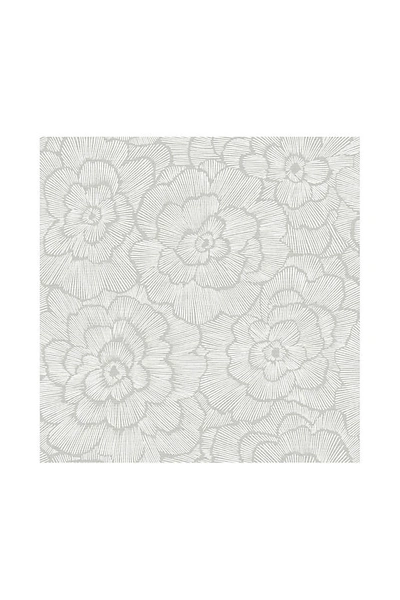 Anthropologie Peony Textured Wallpaper In Grey