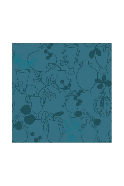 Susan Hable For Soicher Marin Flower Vases Wallpaper In Blue