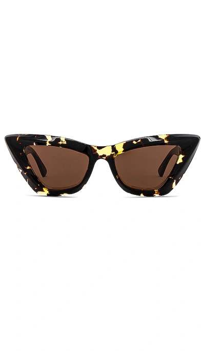 Bottega Veneta Tortoiseshell Pointed Cat-eye Sunglasses In Multi