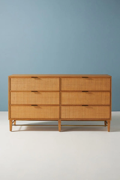 Anthropologie Wallace Cane And Oak Six-drawer Dresser In Beige