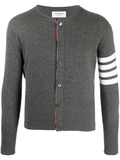 Thom Browne 4-bar Crew Neck Cardigan In Grey