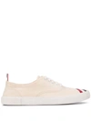 Thom Browne Rwb Stripe Cotton Canvas Low Sneakers In White