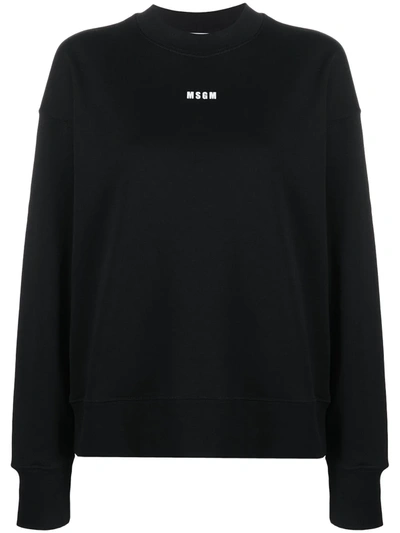 Msgm Logo-print Long-sleeve Sweatshirt In Black