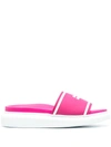 Alexander Mcqueen Pink & White Rubber Logo Sandals In Pink