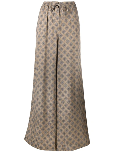 Pierre-louis Mascia Geometric Print Flared Trousers In Brown