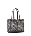 Tory Burch Small T Monogram Tote Bag In Navy Blue