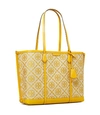 Tory Burch Perry T Monogram Triple-compartment Tote In Goldfinch