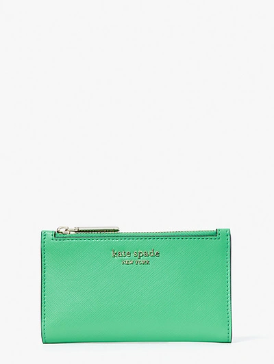 Kate Spade Spencer Small Slim Bifold Wallet In Green Jay