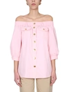 BOUTIQUE MOSCHINO OFF-THE-SHOULDER SHIRT,02121122 0223