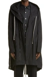 Rick Owens Fishtail Hooded Mid-length Parka In Black