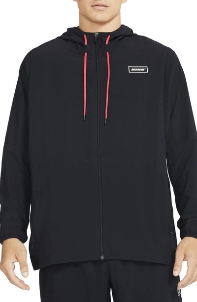 Nike Sport Clash Full Zip Hooded Training Jacket In Black,white